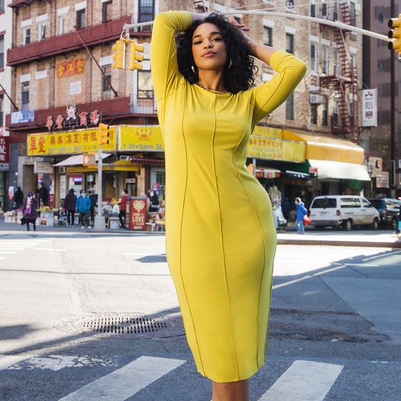 Eloquii Dresses & Skirts - Eloquii Ribbed Bodycon Midi Dress with Lattice Edges, size 14 / 16, NWT